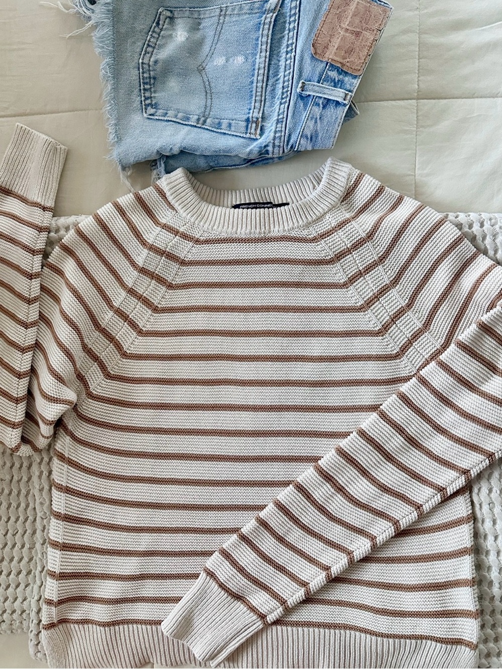 French Connection striped cotton knit sweater - Picture 1 of 9